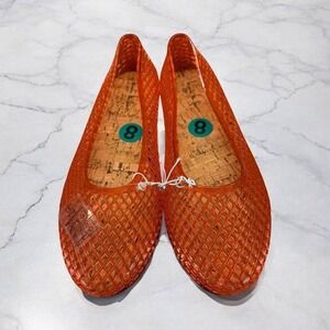 Brand‎ New! Nicole Miller New York Orange Slip On Jelly Flats Shoes-Size 8